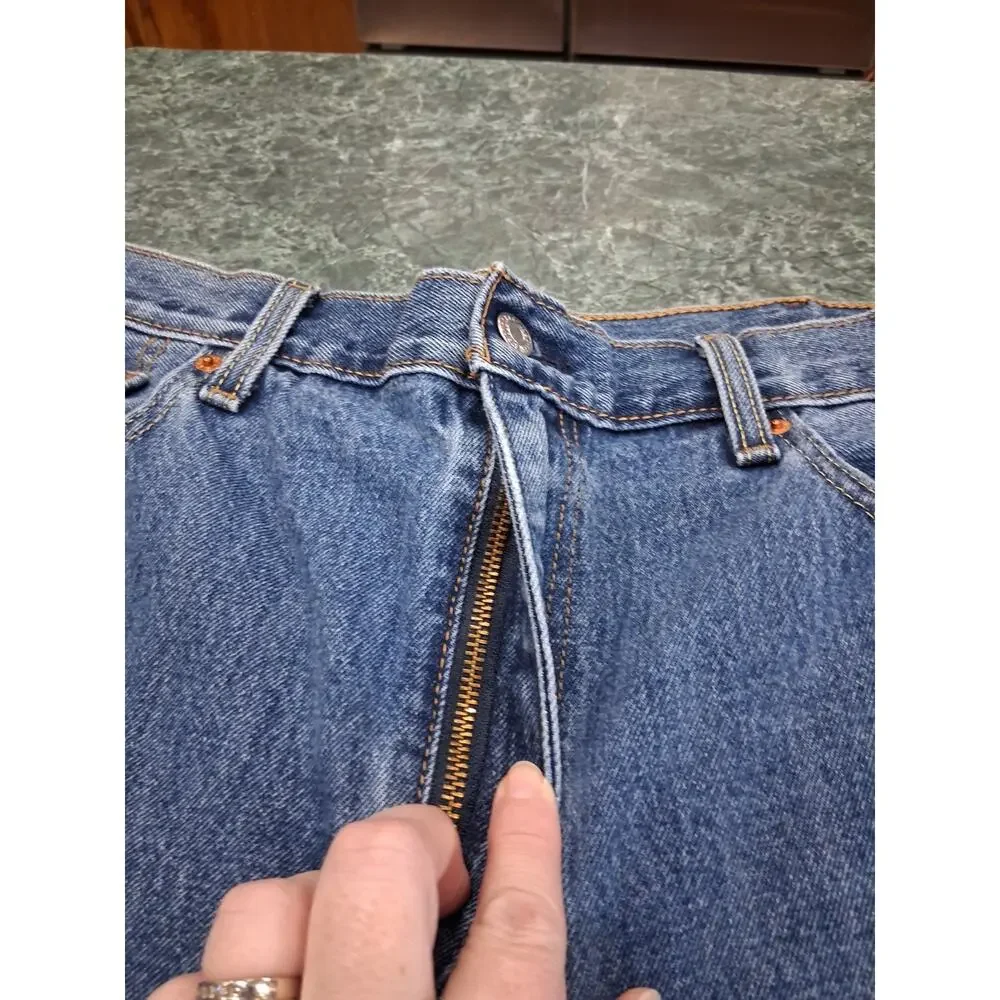 Levis 505 Jeans Mens 40x30 Blue Regular Fit Straight Leg Denim Classic 2